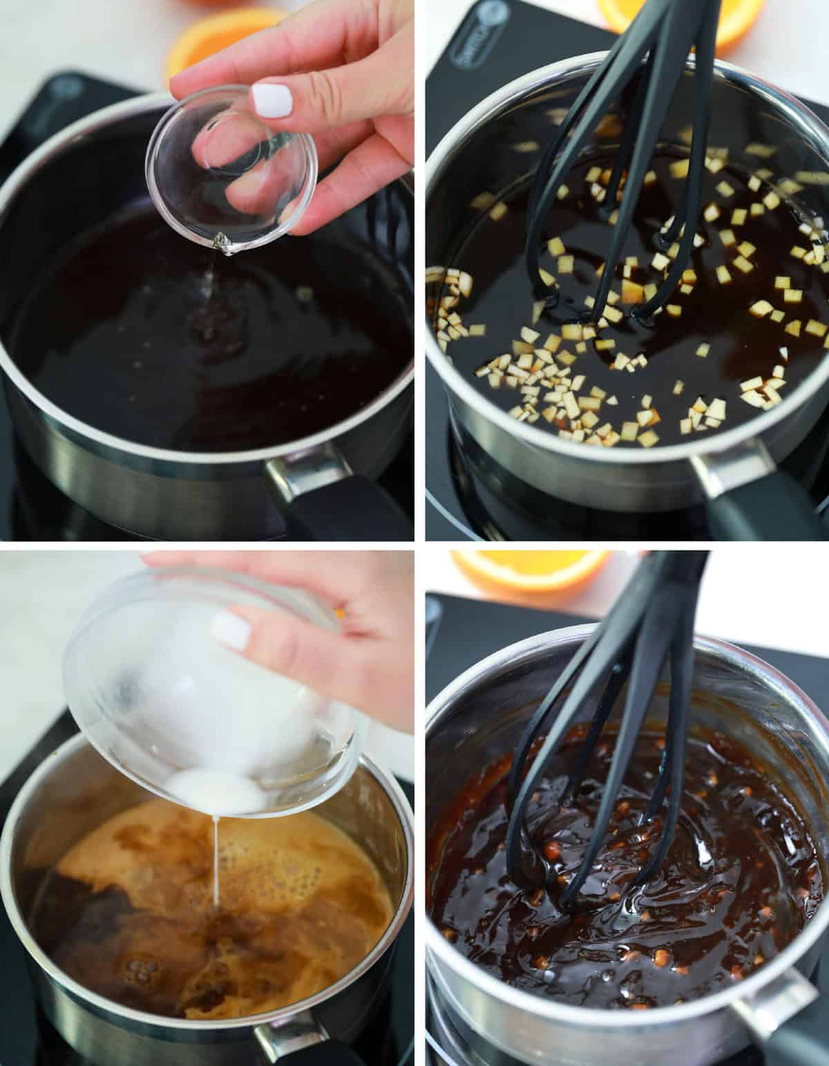 collage image showing how to make teriyaki sauce