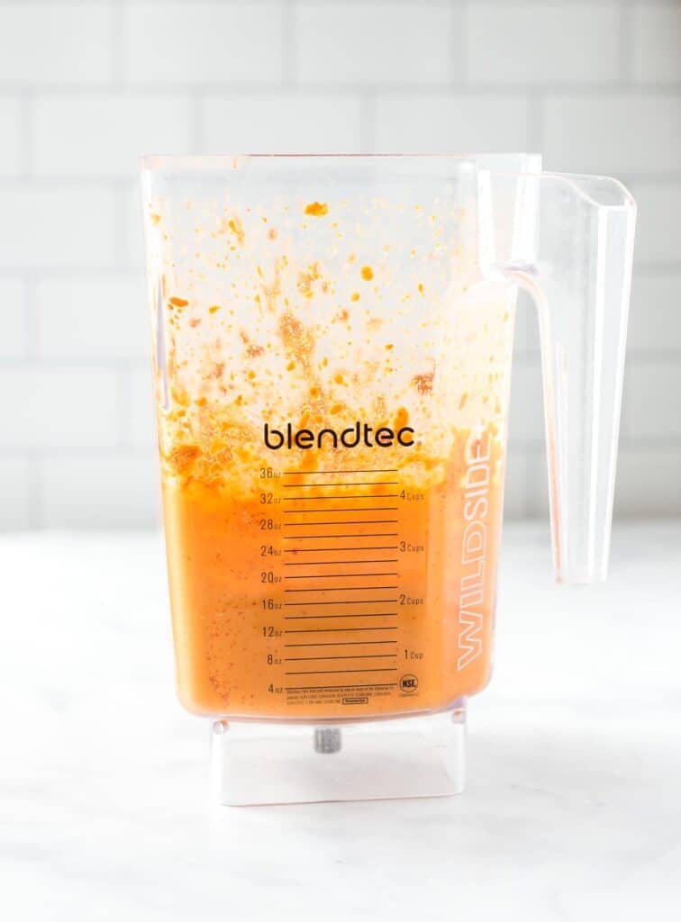 vegan queso in a blendtec blender