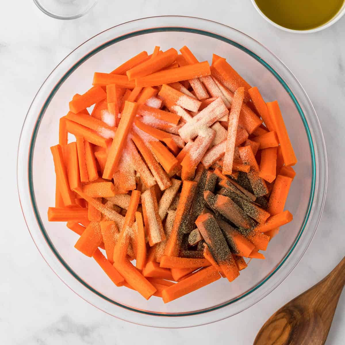 spices added to the sliced carrots