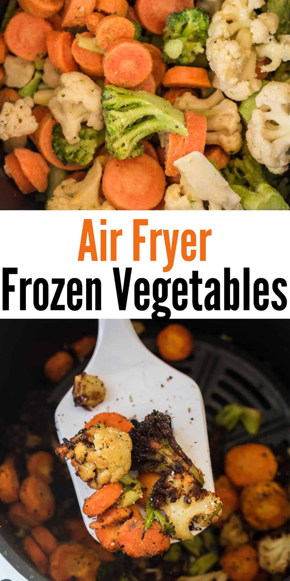 image with text "air fryer frozen vegetables"