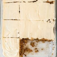 carrot cake sliced with two pieces missing