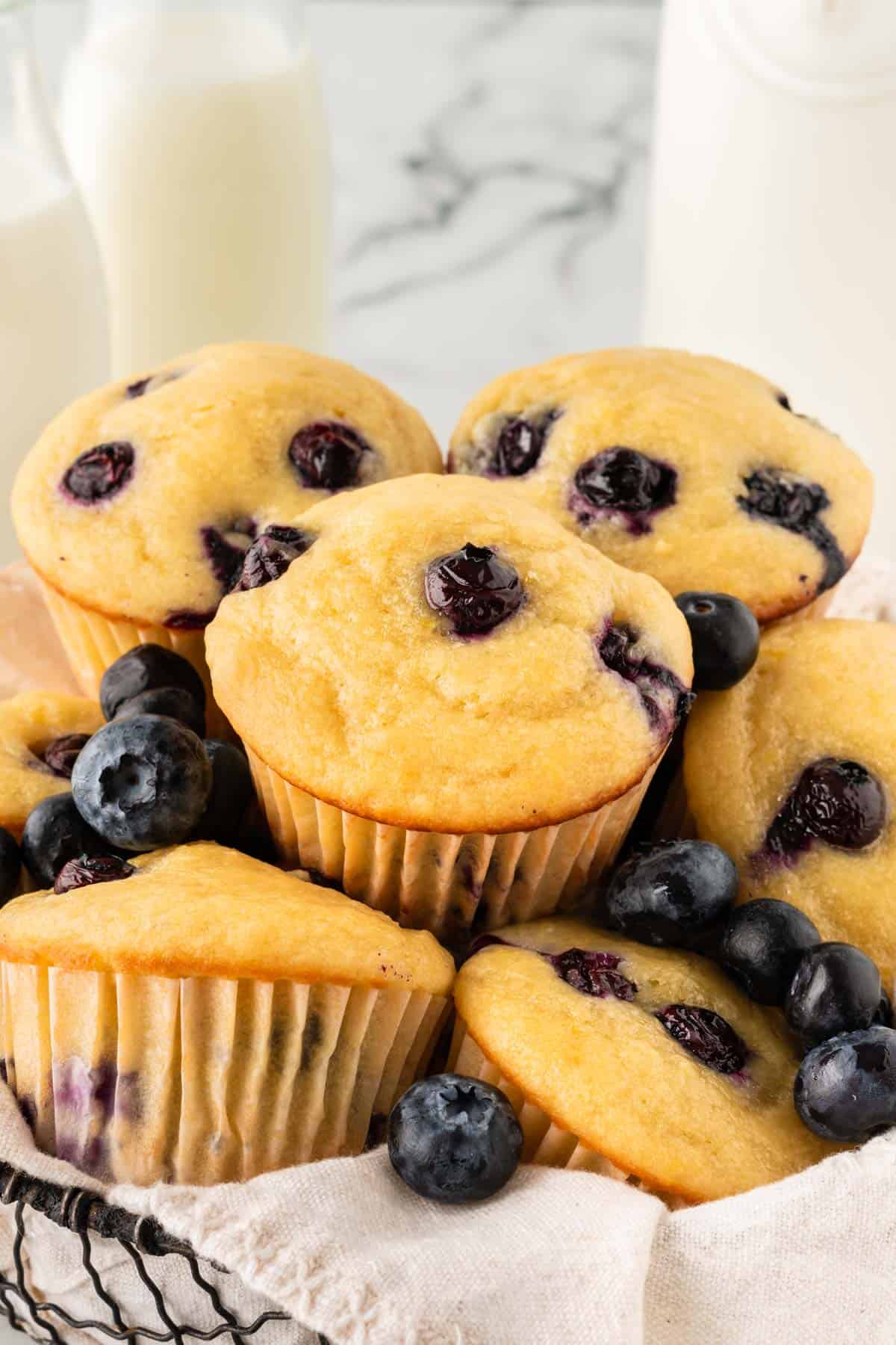 fluffy greek yogurt blueberry muffins