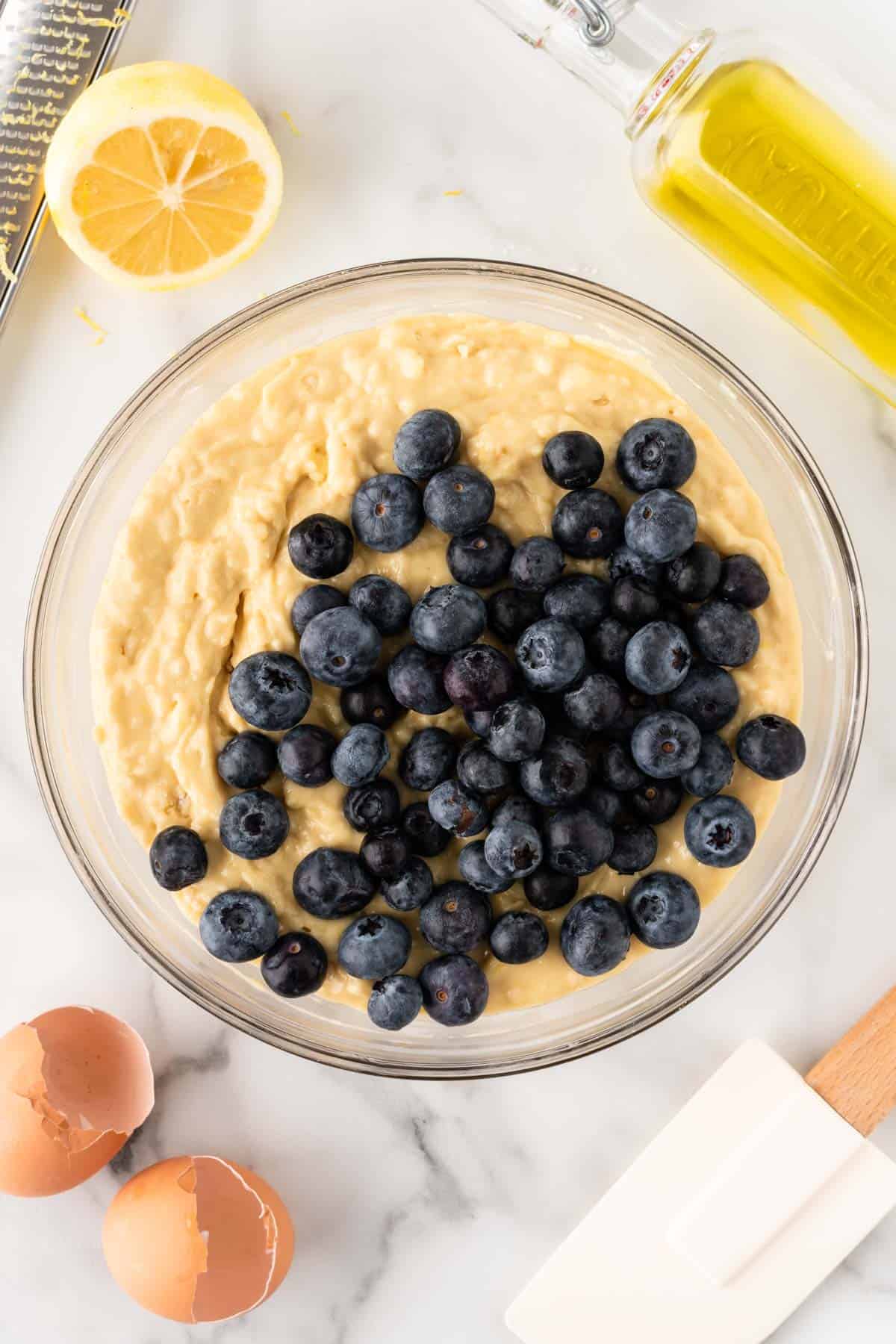 adding the fresh blueberries