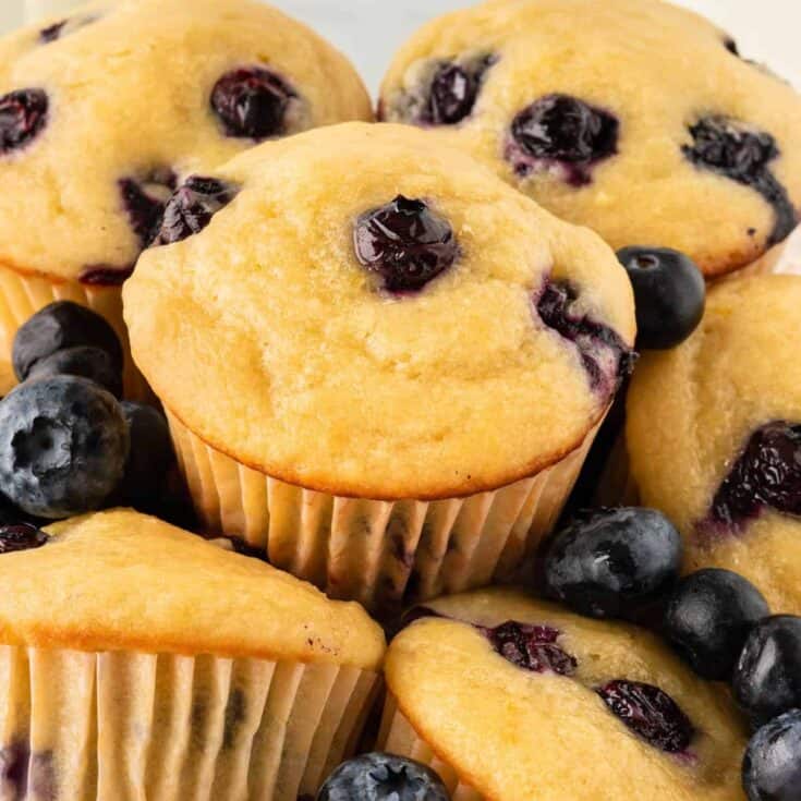 fluffy greek yogurt blueberry muffins