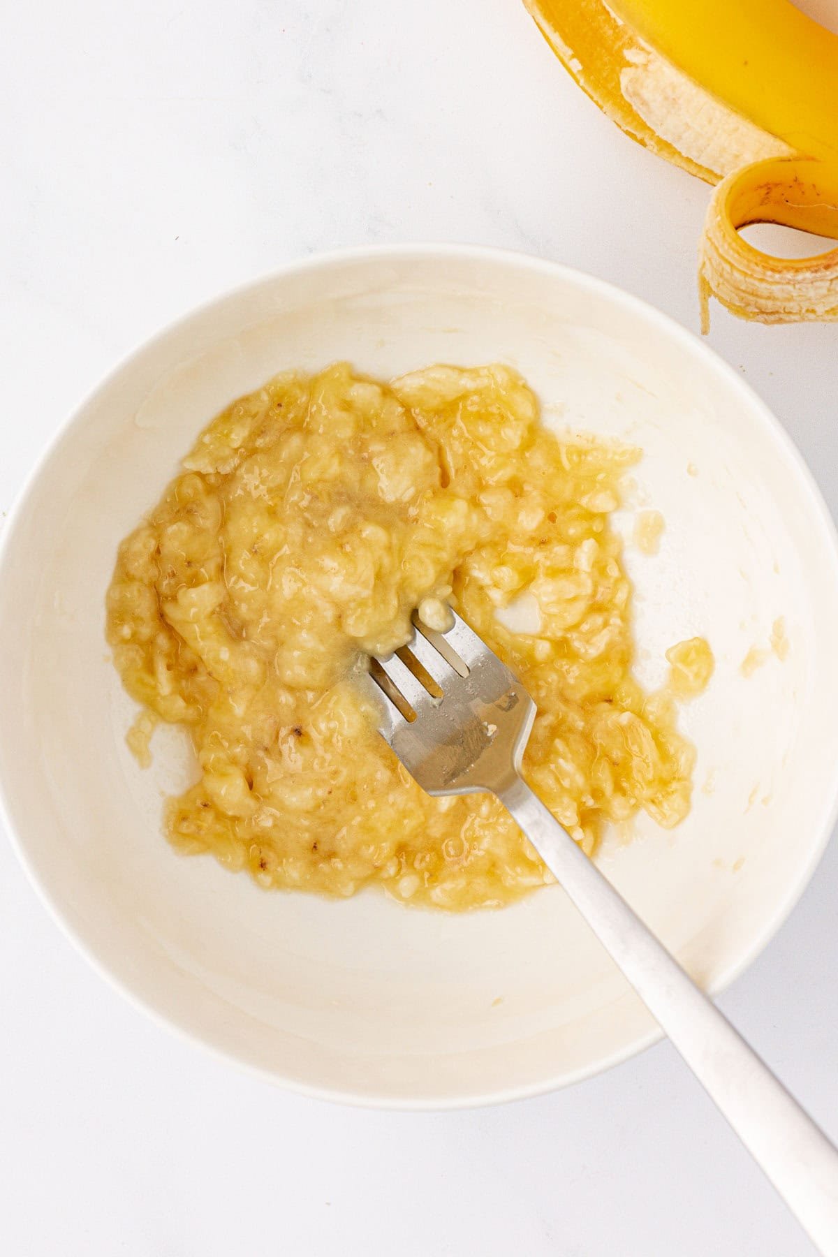 mashed banana in a bowl