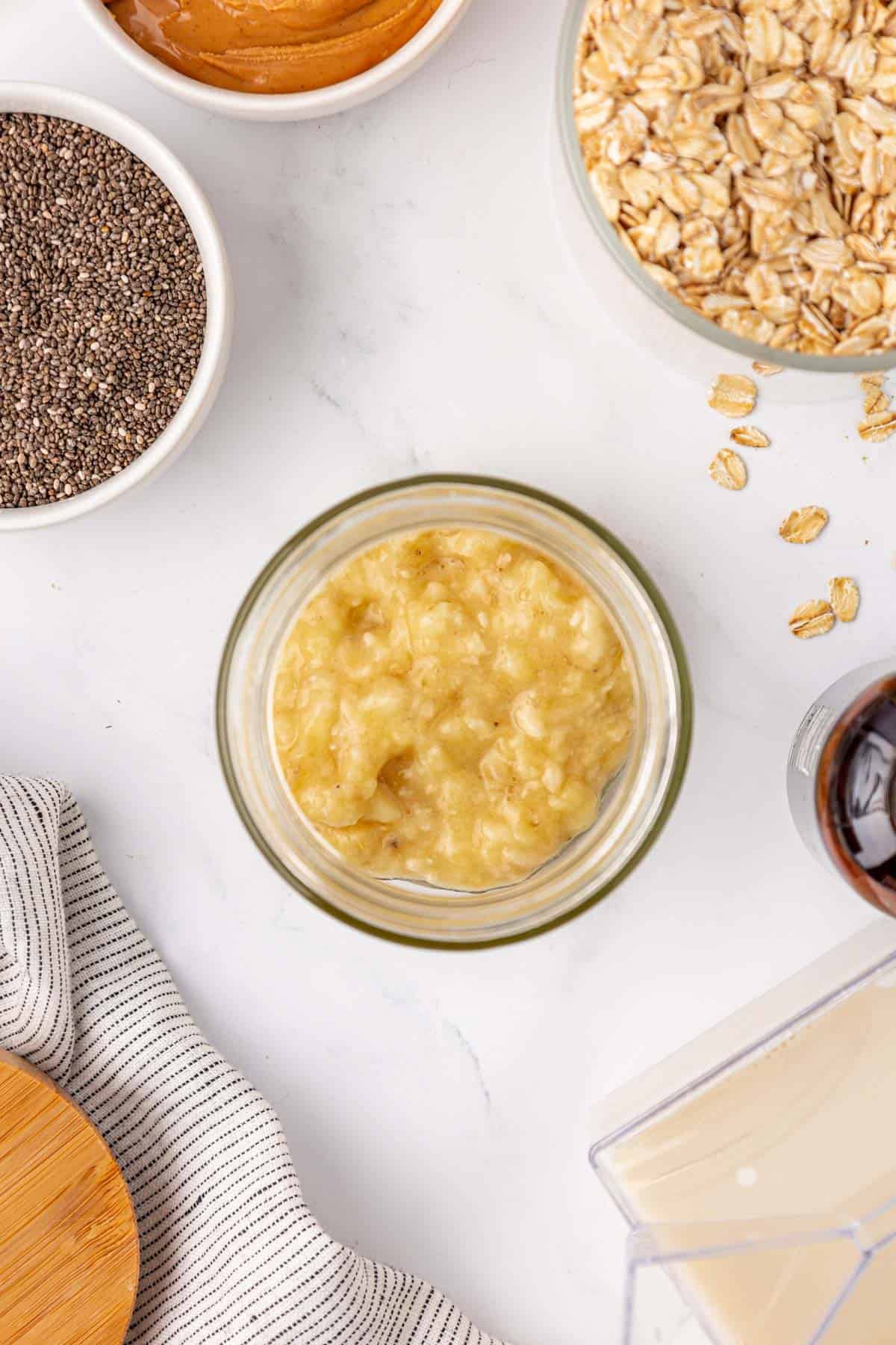 mashed banana in a jar