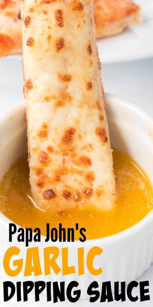image with text "Papa John's Garlic Dipping Sauce"