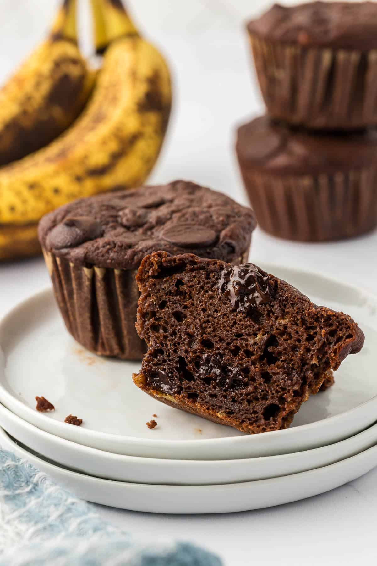 chocolate muffins on a plate