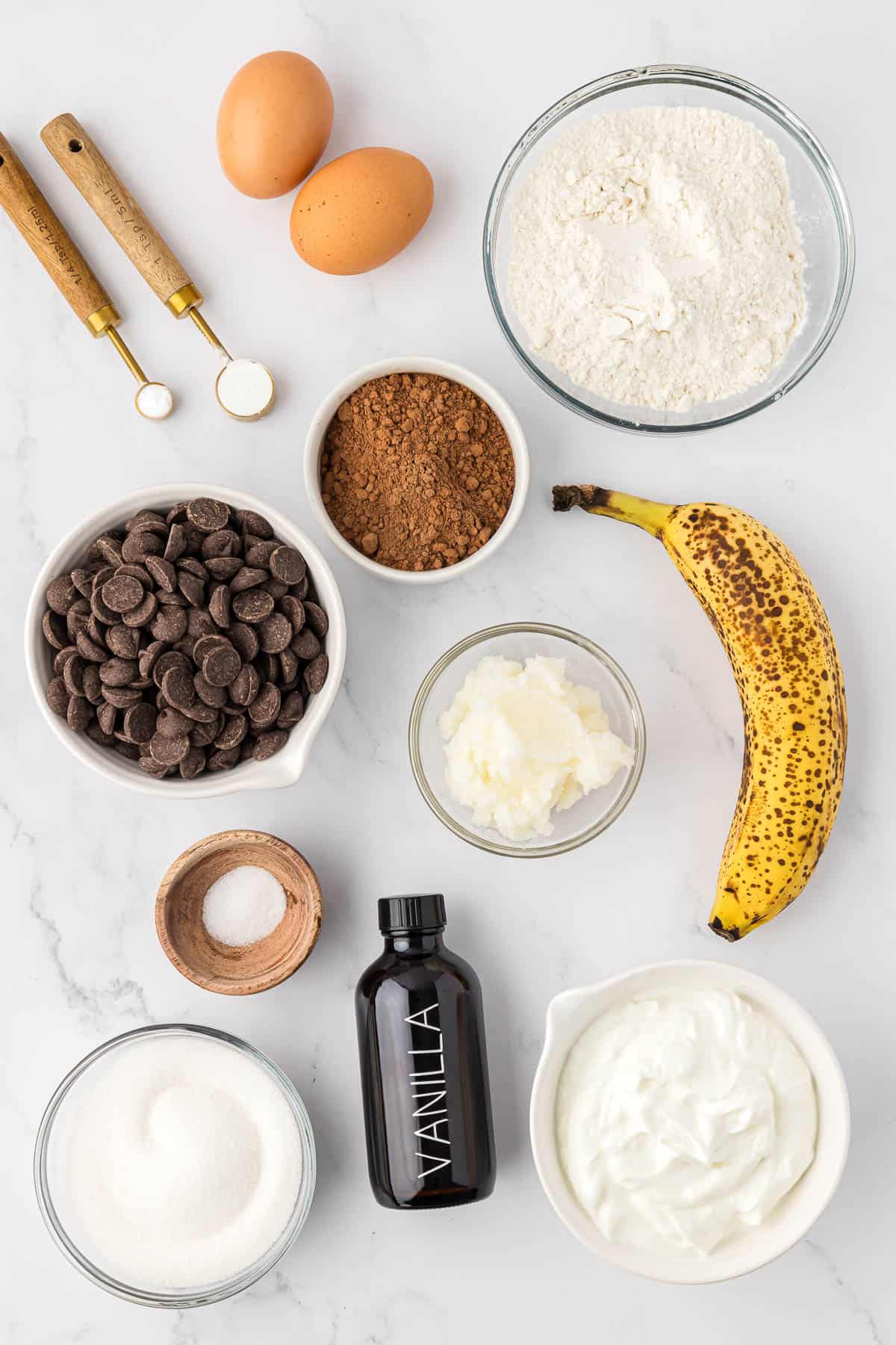ingredients needed to make healthy chocolate muffins