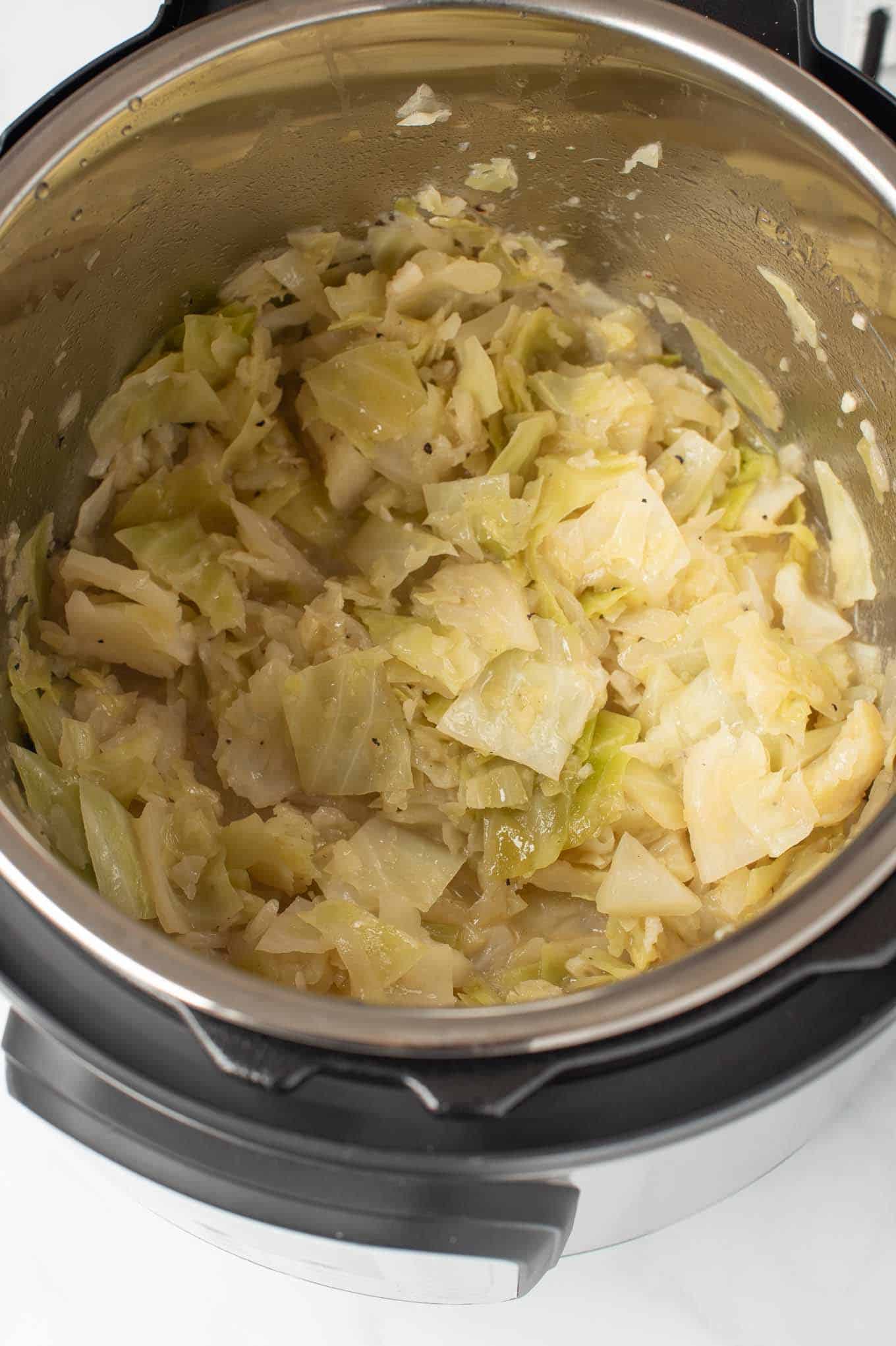 cooked buttered cabbage in the instant pot