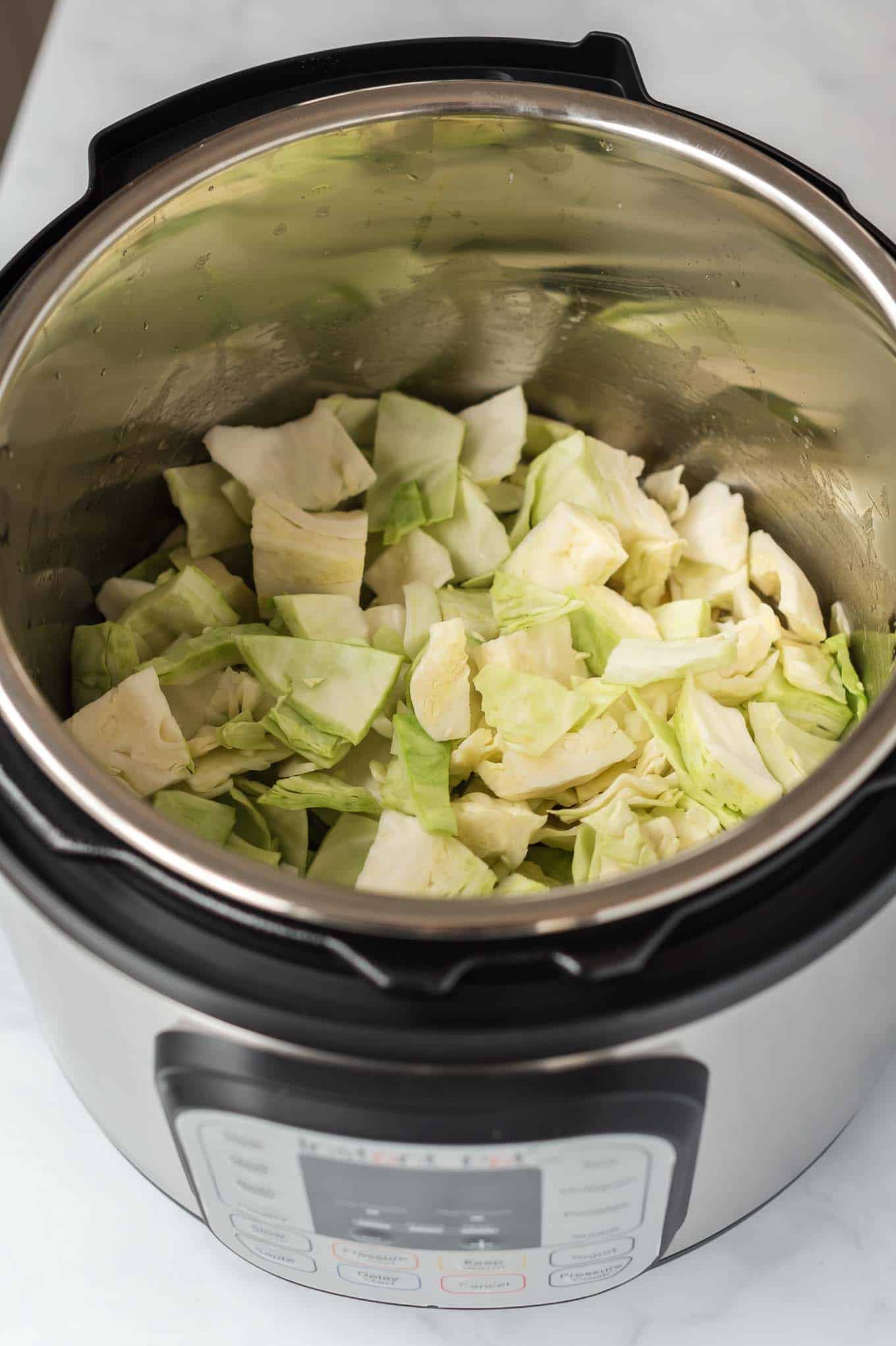 chopped cabbage in an instant pot