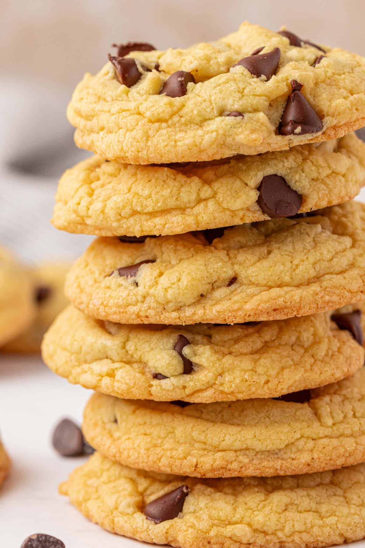 cake mix chocolate chip cookies stacked