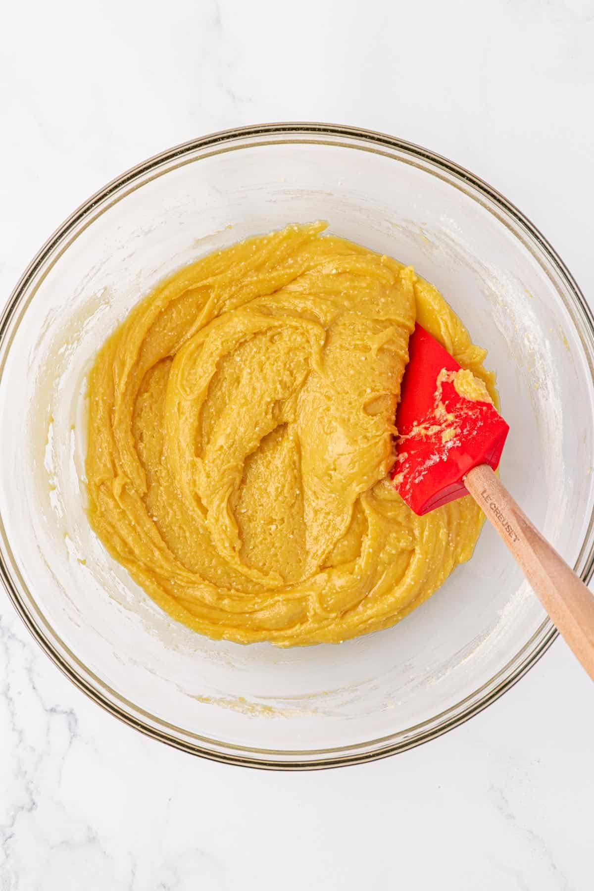 cake mix batter mixed together