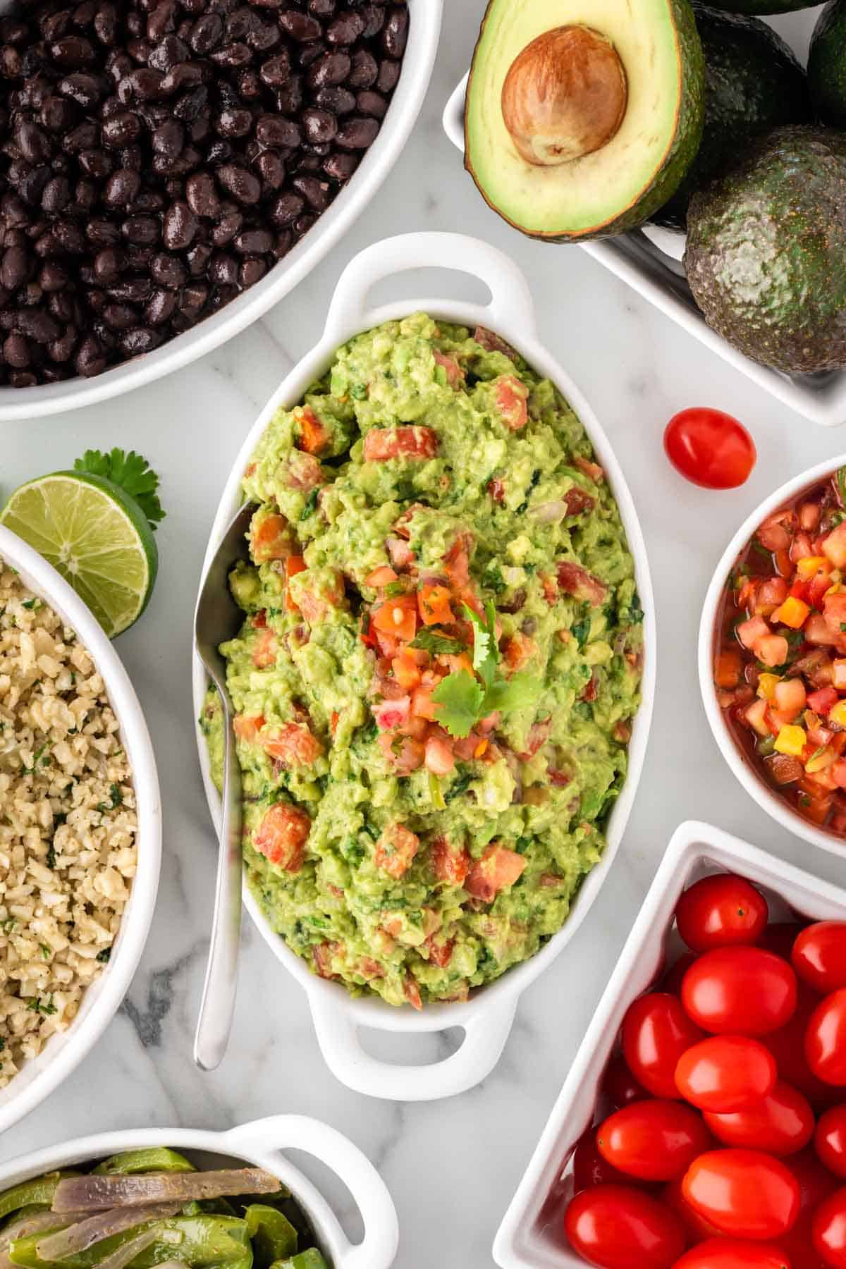 guacamole in a serving dish