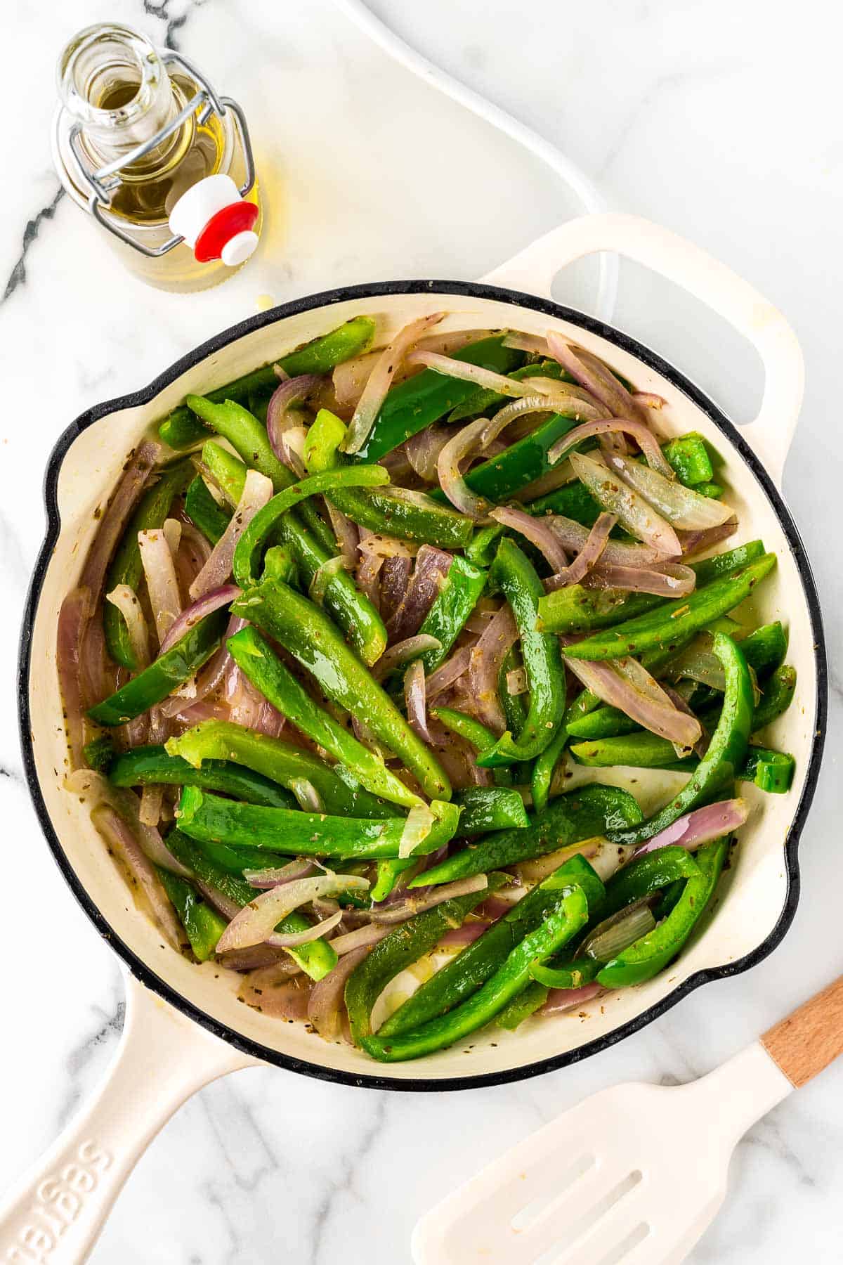 chipotle copycat fajita veggies in a skillet