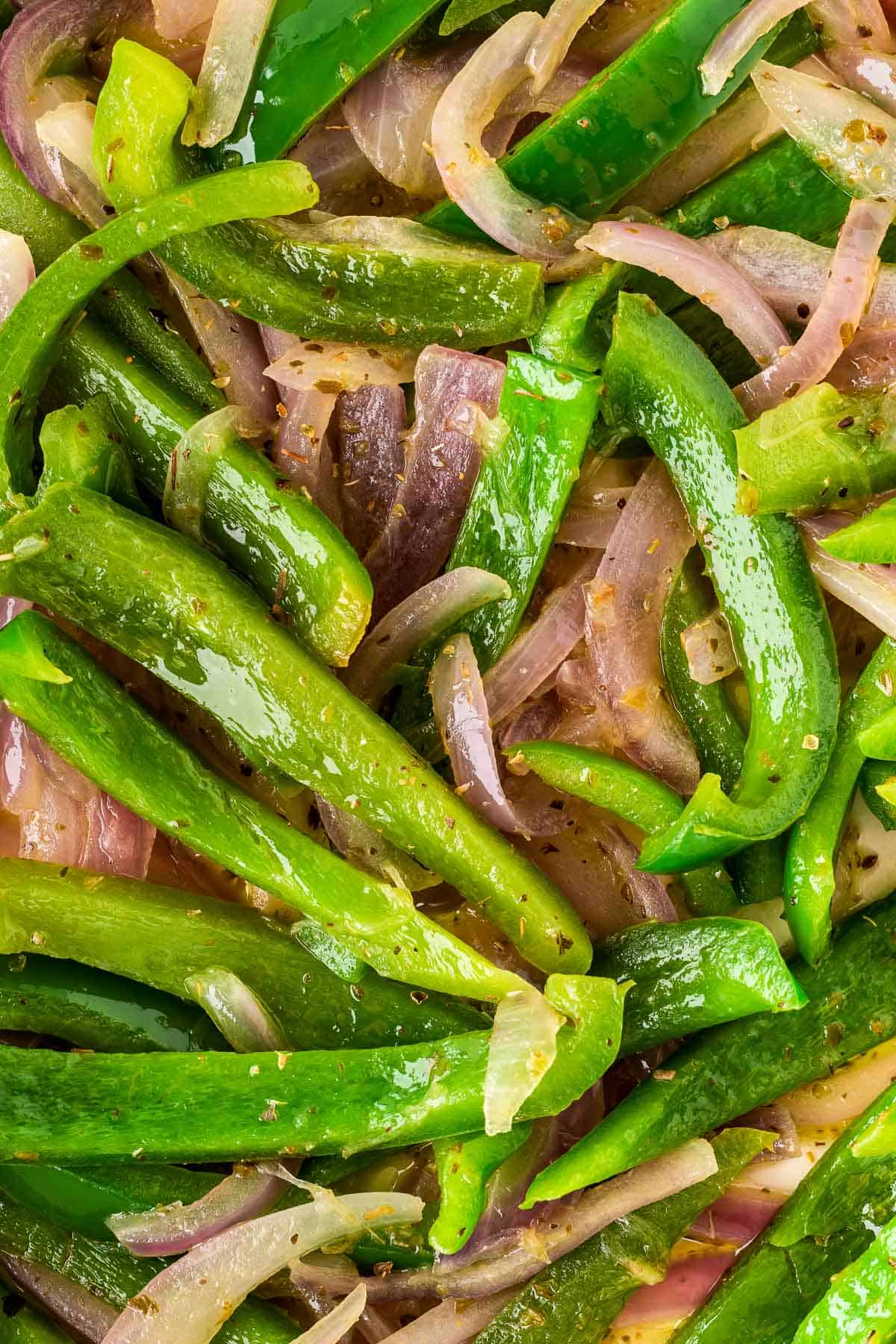 fajita veggies in a skillet