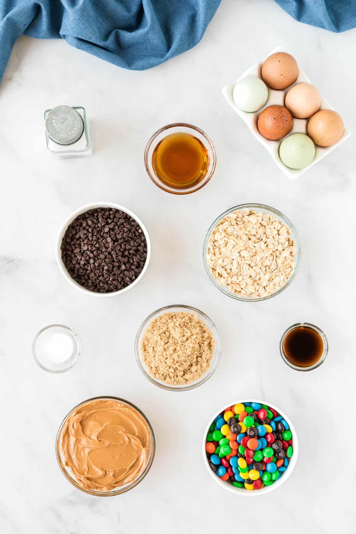 gluten free monster cookie ingredients lined up