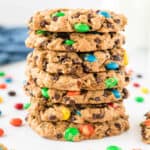 gluten free monster cookies stacked