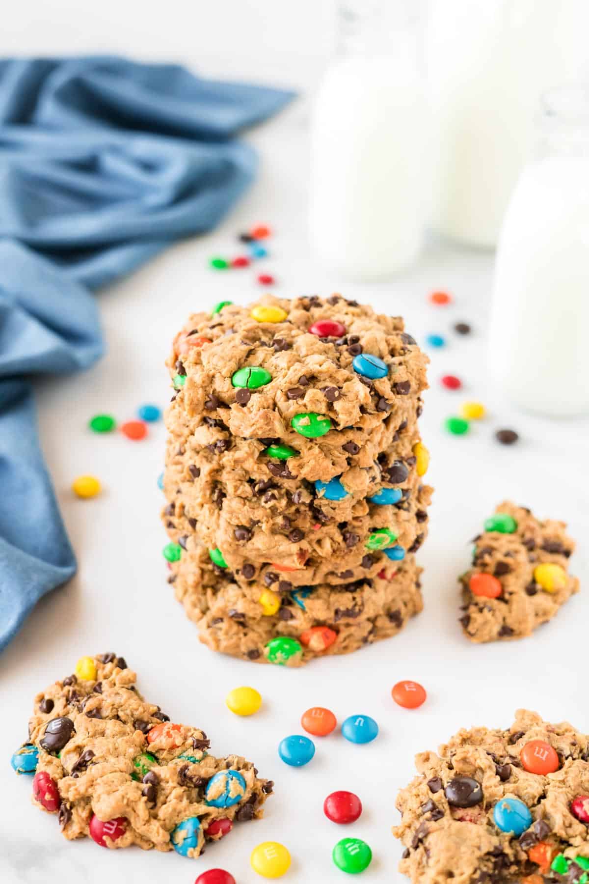 monster cookies stacked