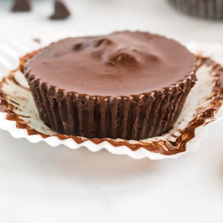 vegan peanut butter cup on a wrapper