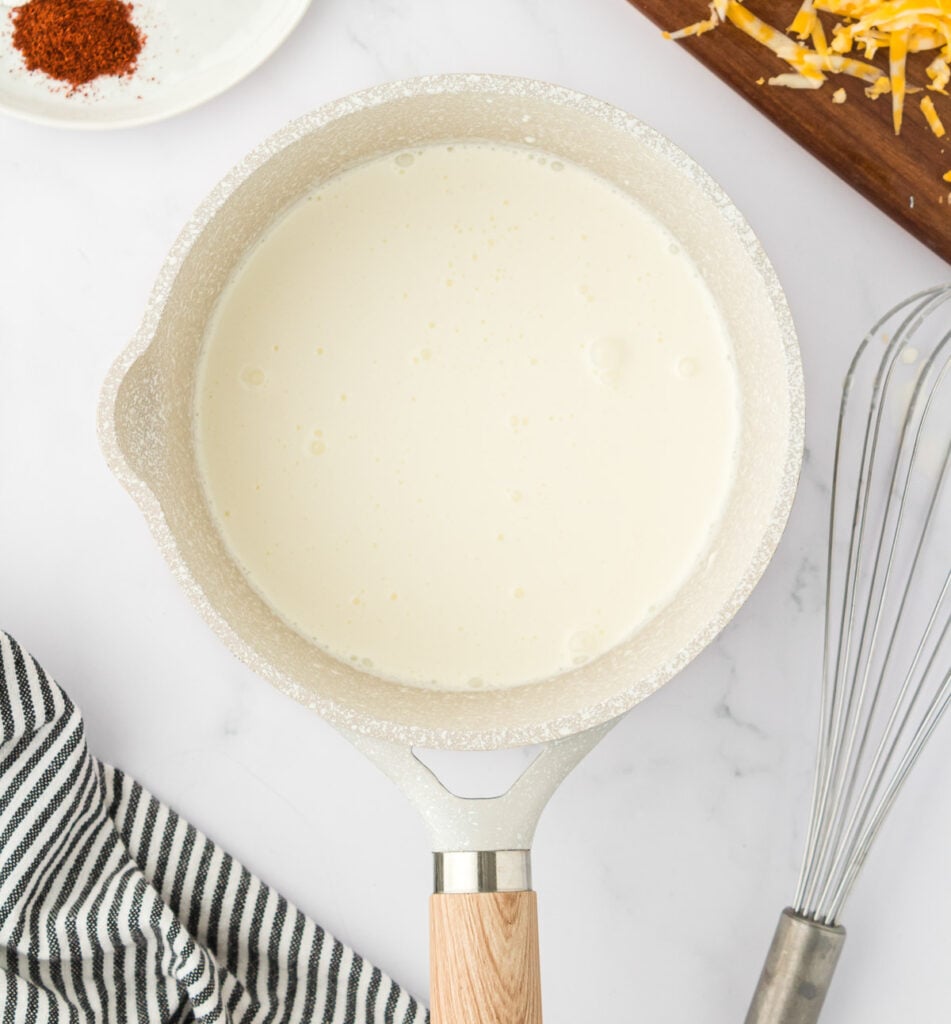 heavy cream in a sauce pan