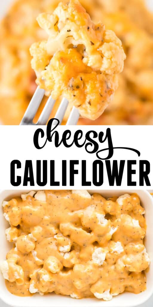 image with text "cheesy cauliflower"
