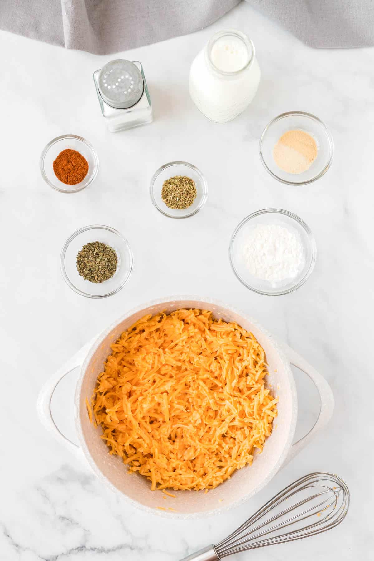 ingredients to make cheese sauce