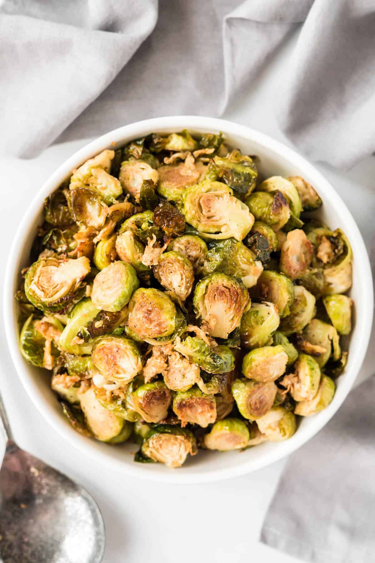 brussel sprouts in a serving bowl