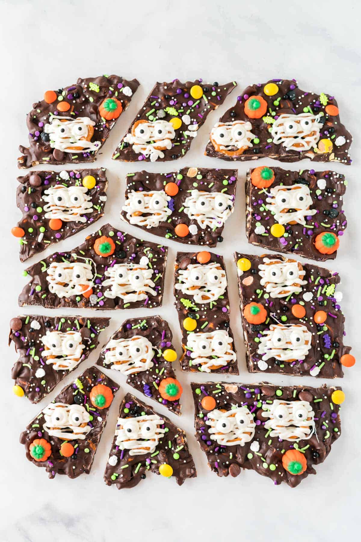 halloween bark broken into pieces