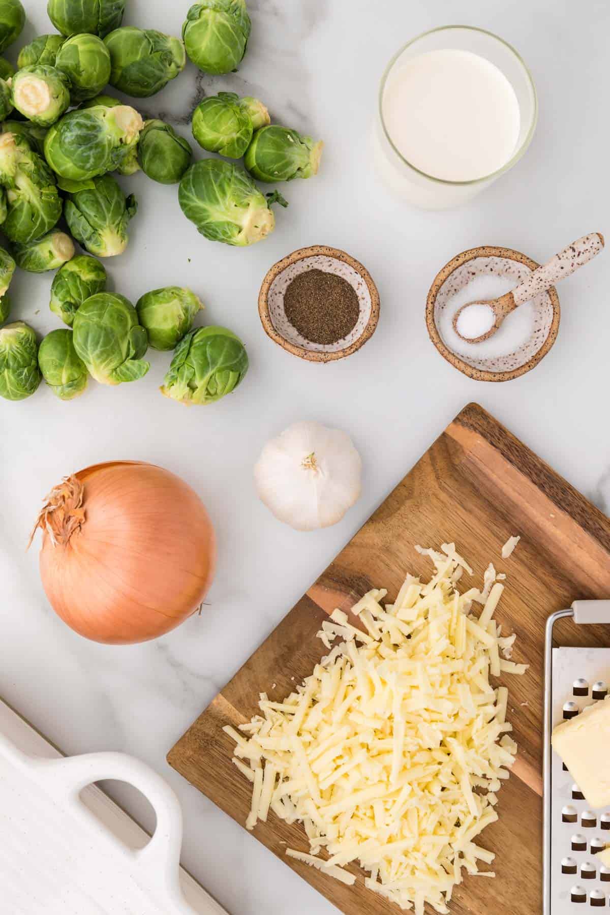 ingredients needed to make cheesy brussel sprouts