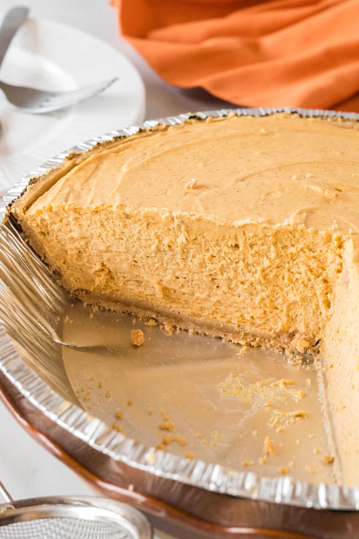 showing the texture of the whipped no bake pumpkin pie