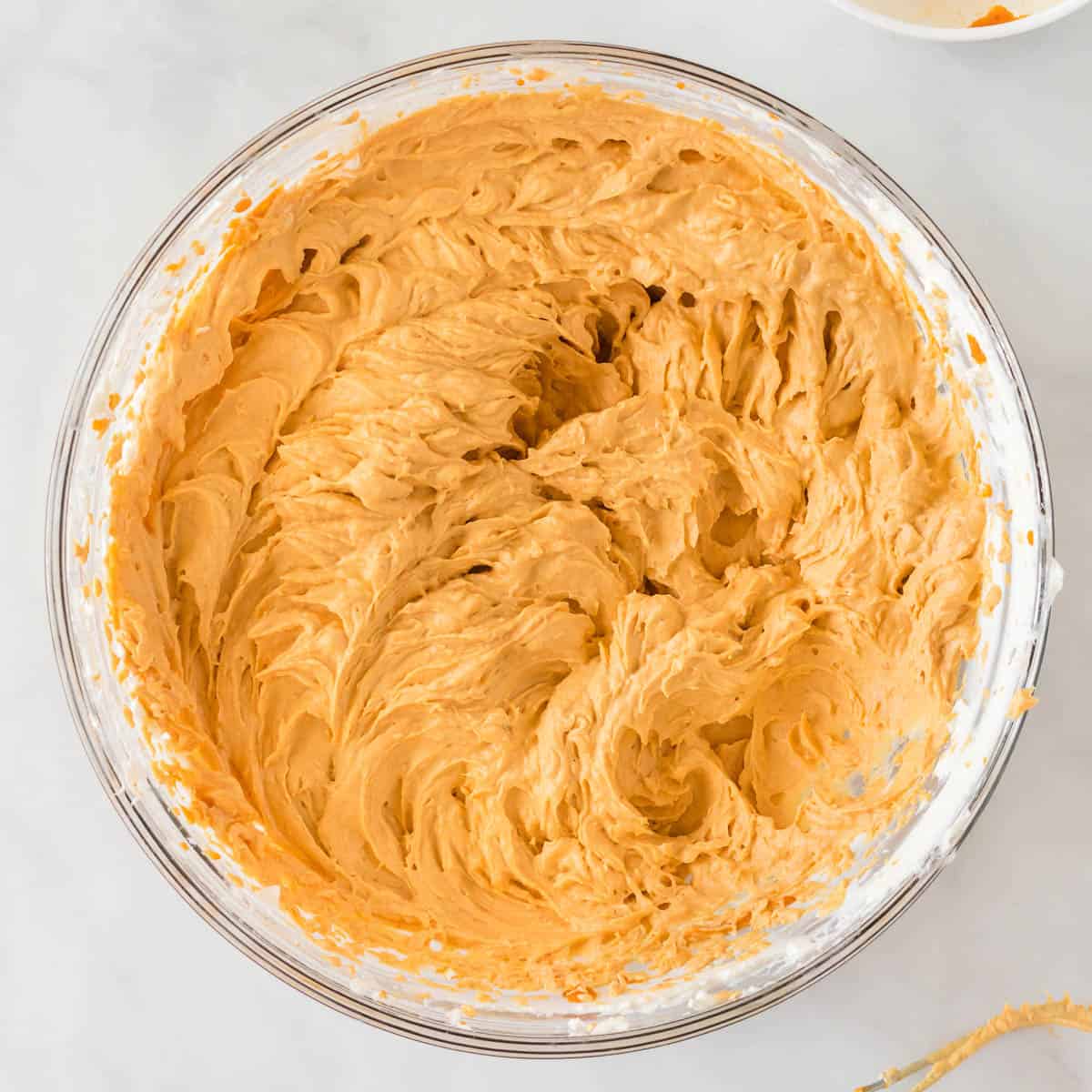 whipped pumpkin pie filling in a bowl