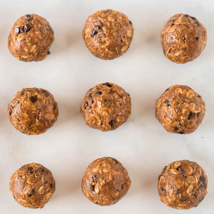 pumpkin energy balls lined in rows