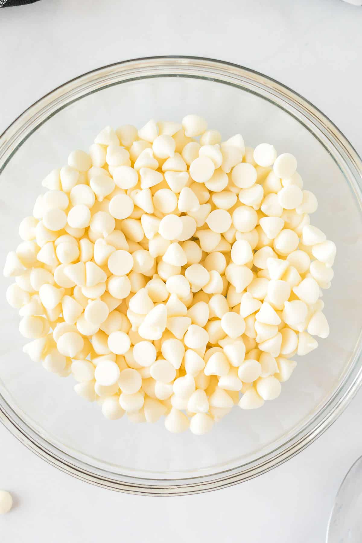 white chocolate chips in a bowl