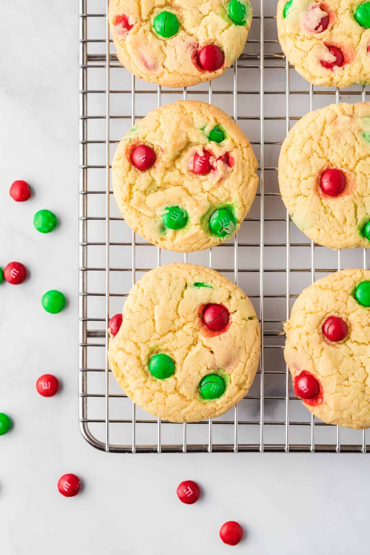 cake mix Christmas cookies on a wire cooling rack