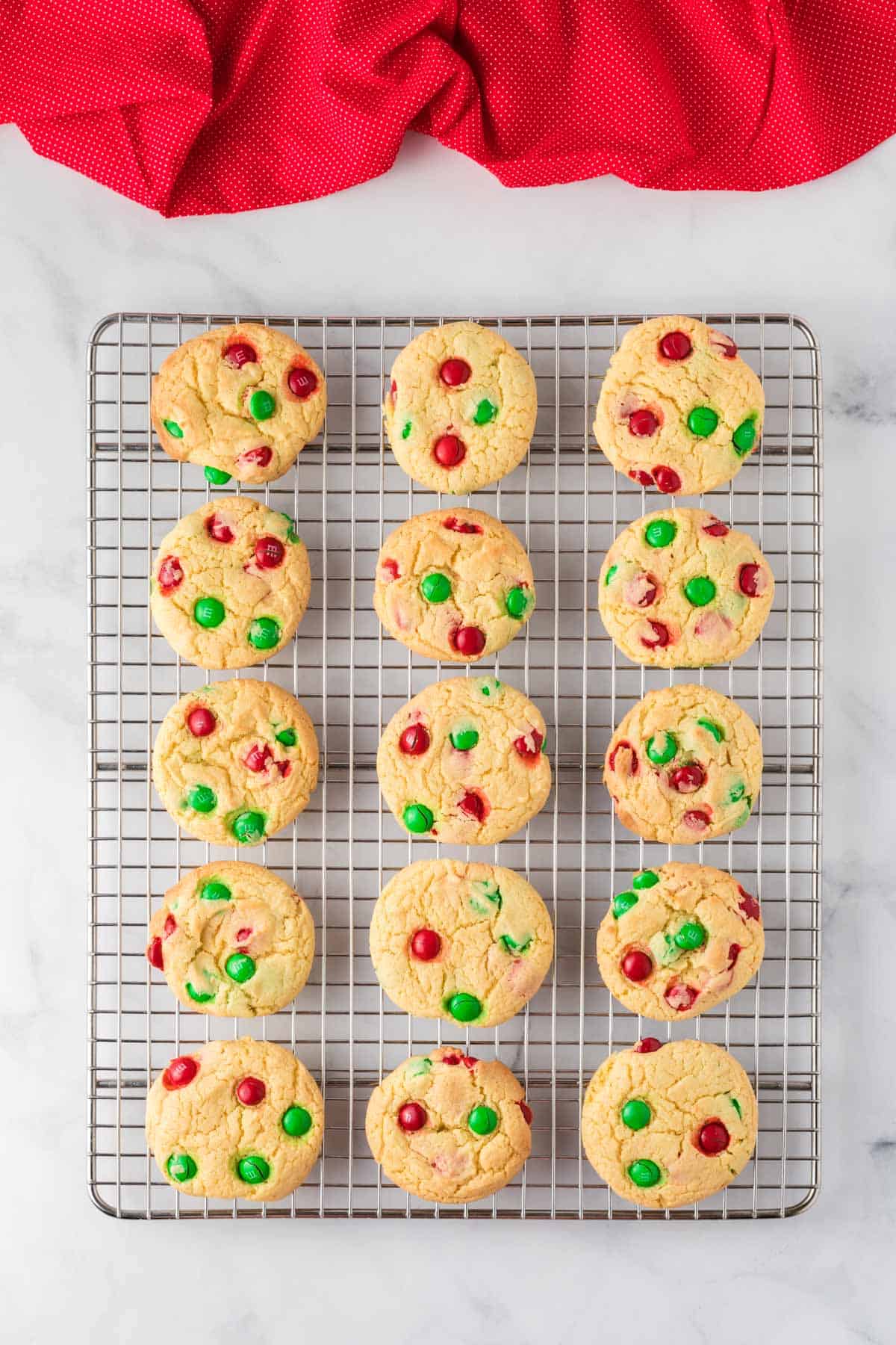 cake mix Christmas cookies on a wire cooling rack