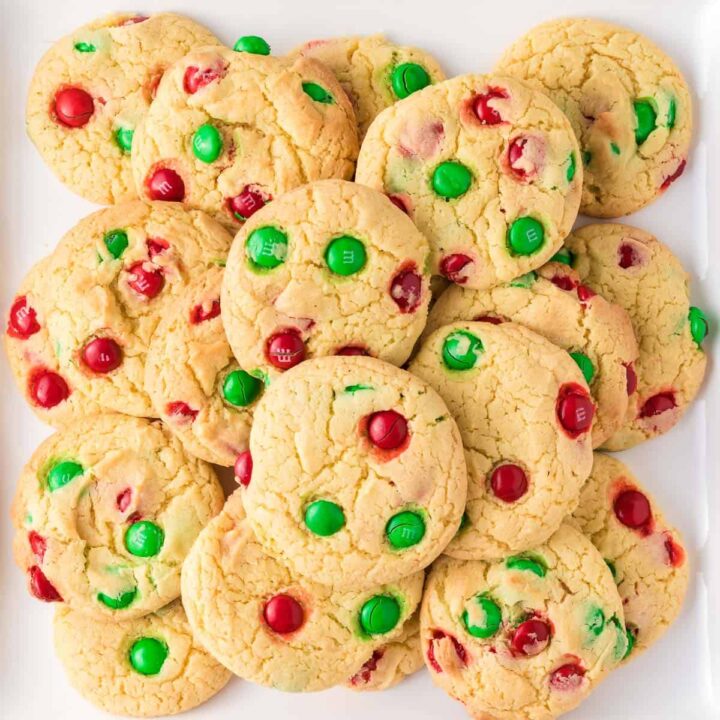 Christmas cookies on a white serving platter
