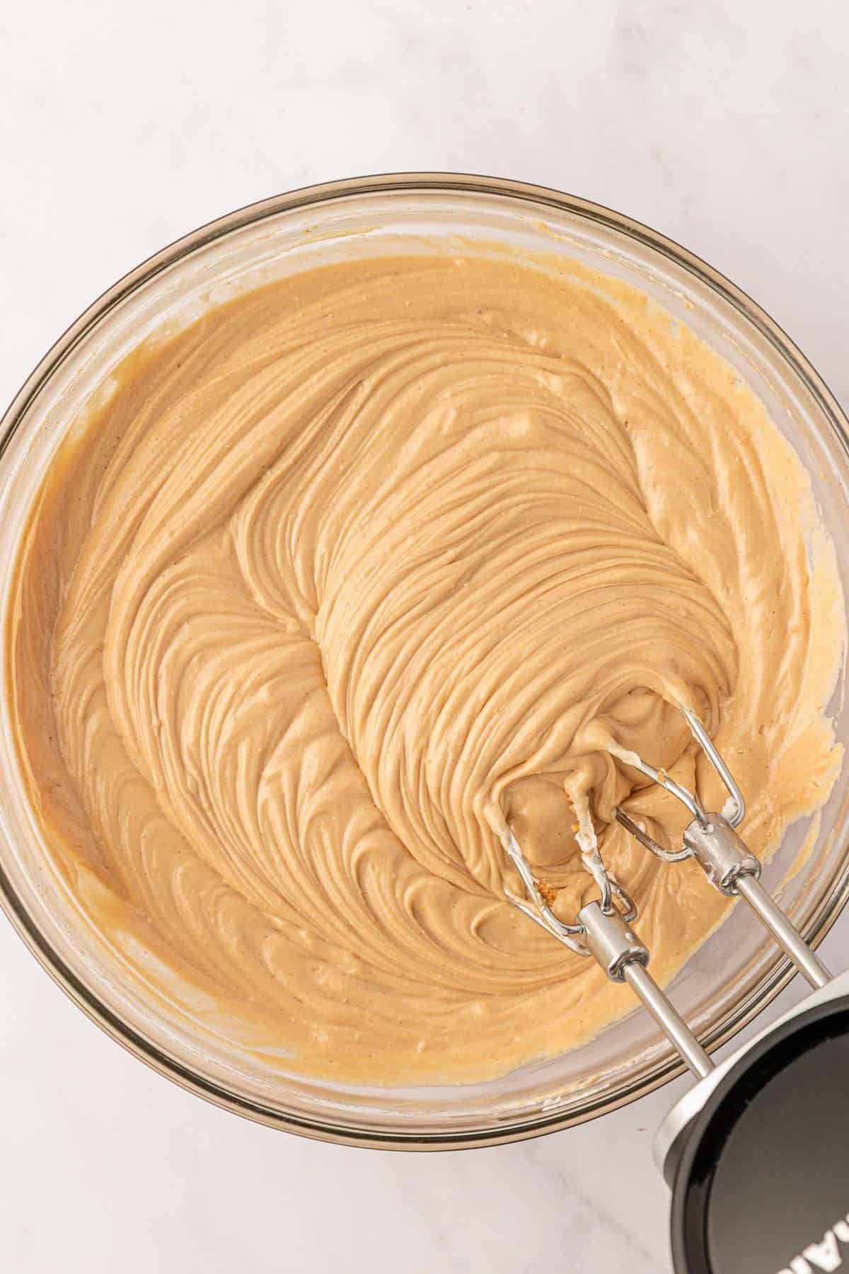 mixing the peanut butter pie filling together