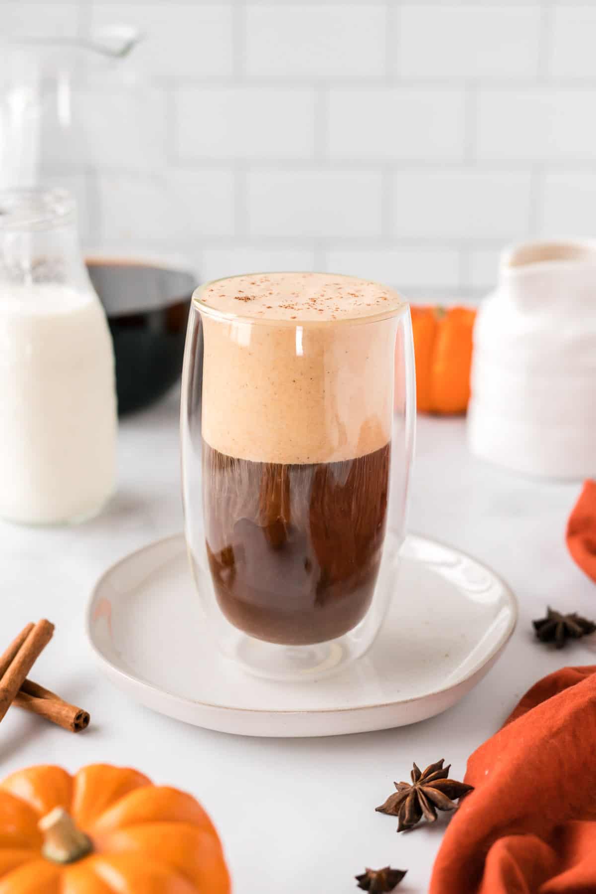 cold brew coffee topped with pumpkin cream