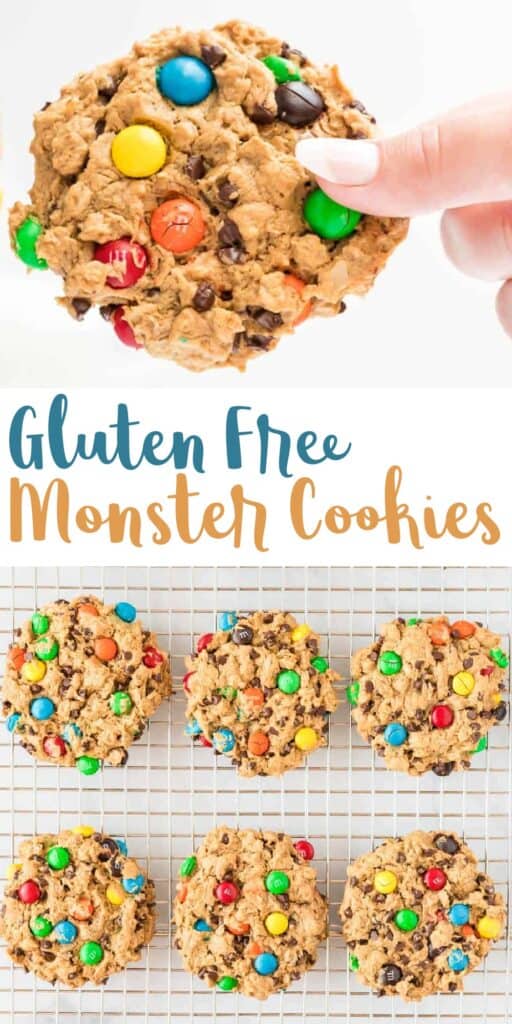 image with text "gluten free monster cookies"