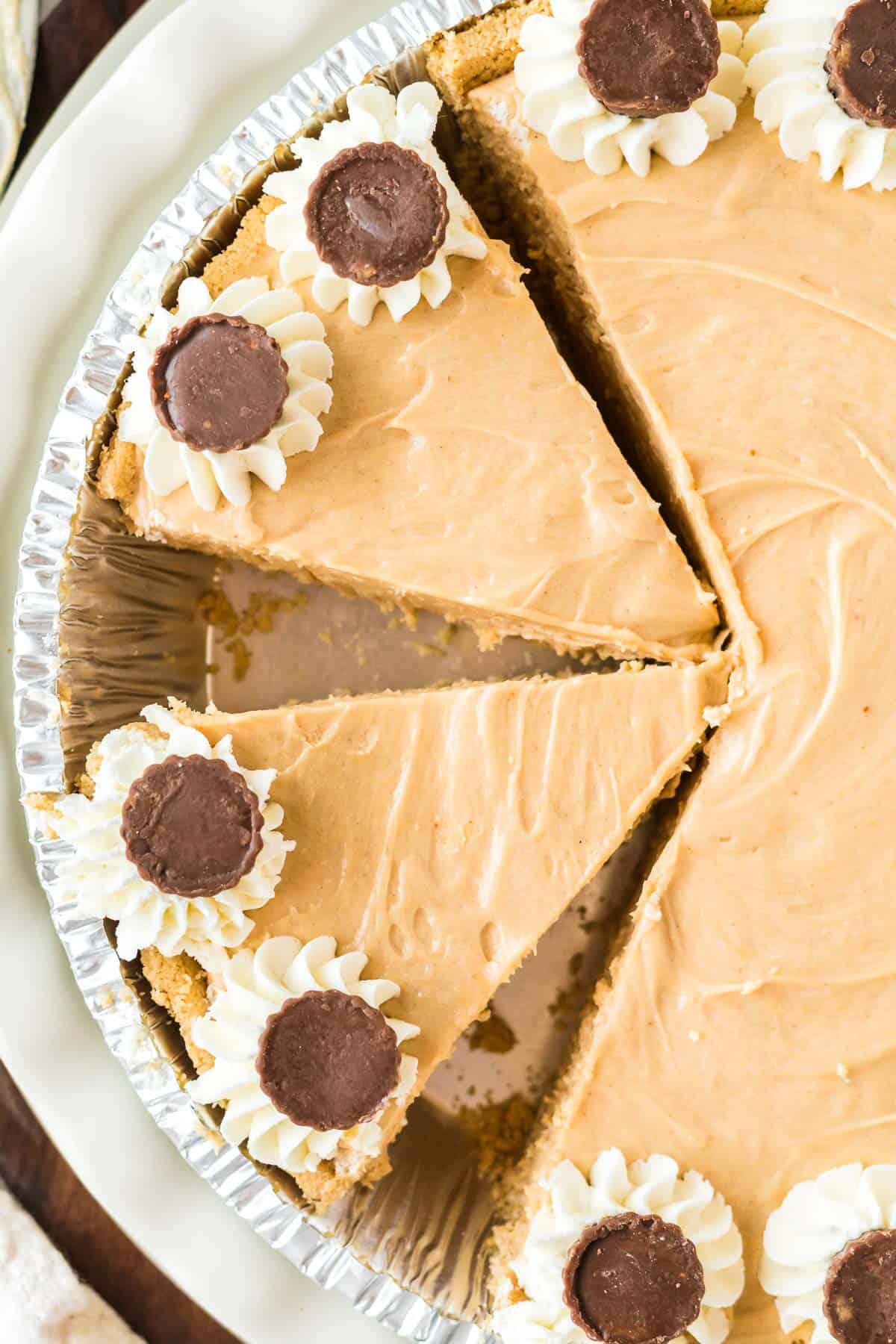 peanut butter pie cut into slices