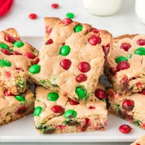 christmas cookie bars on a plate