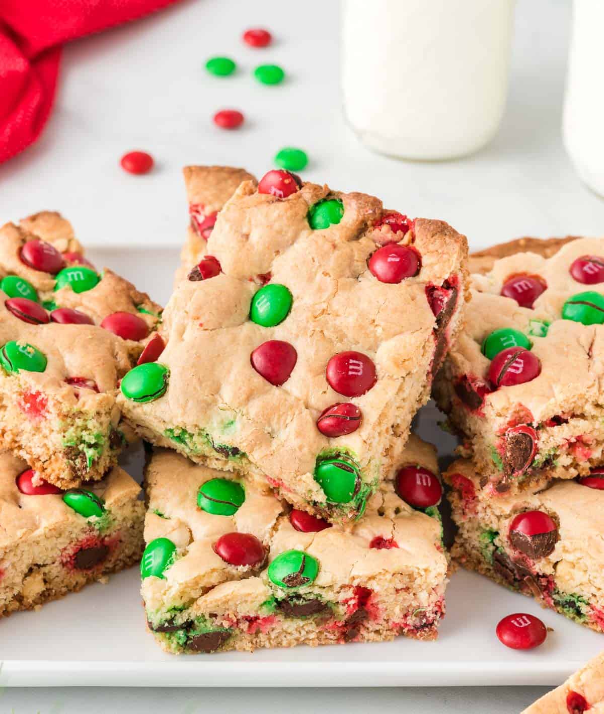 christmas cookie bars on a plate