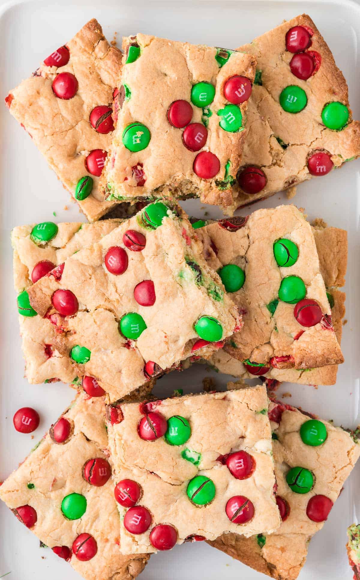 christmas cookie bars on a plate