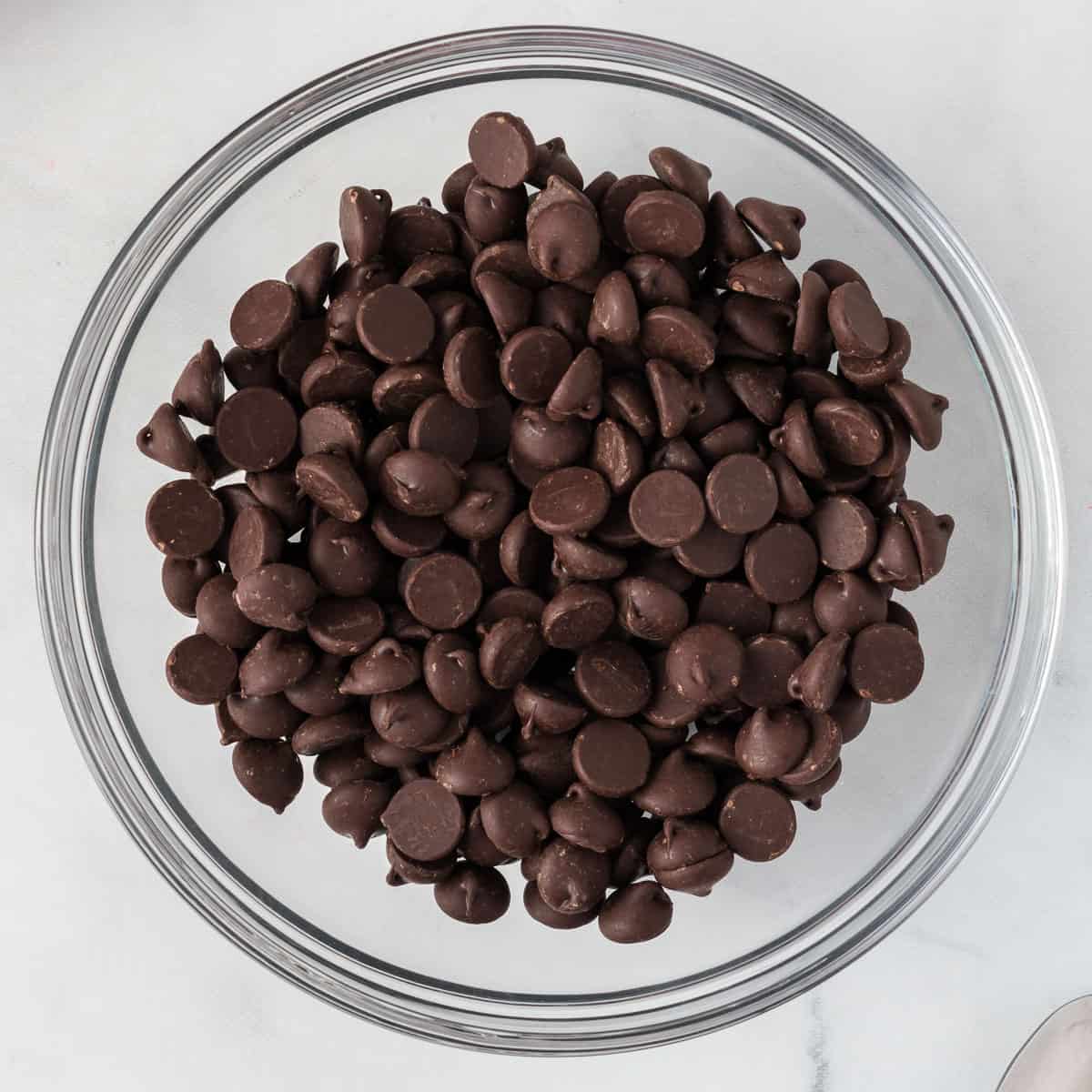 dark chocolate chips in a bowl