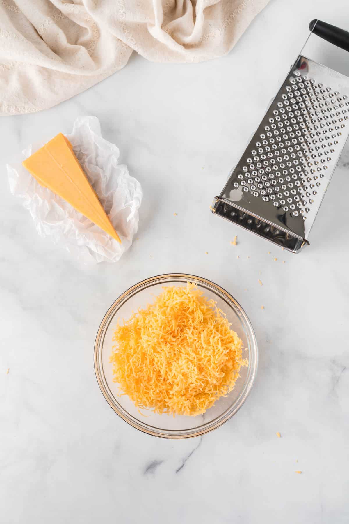 fresh grated cheese in a bowl