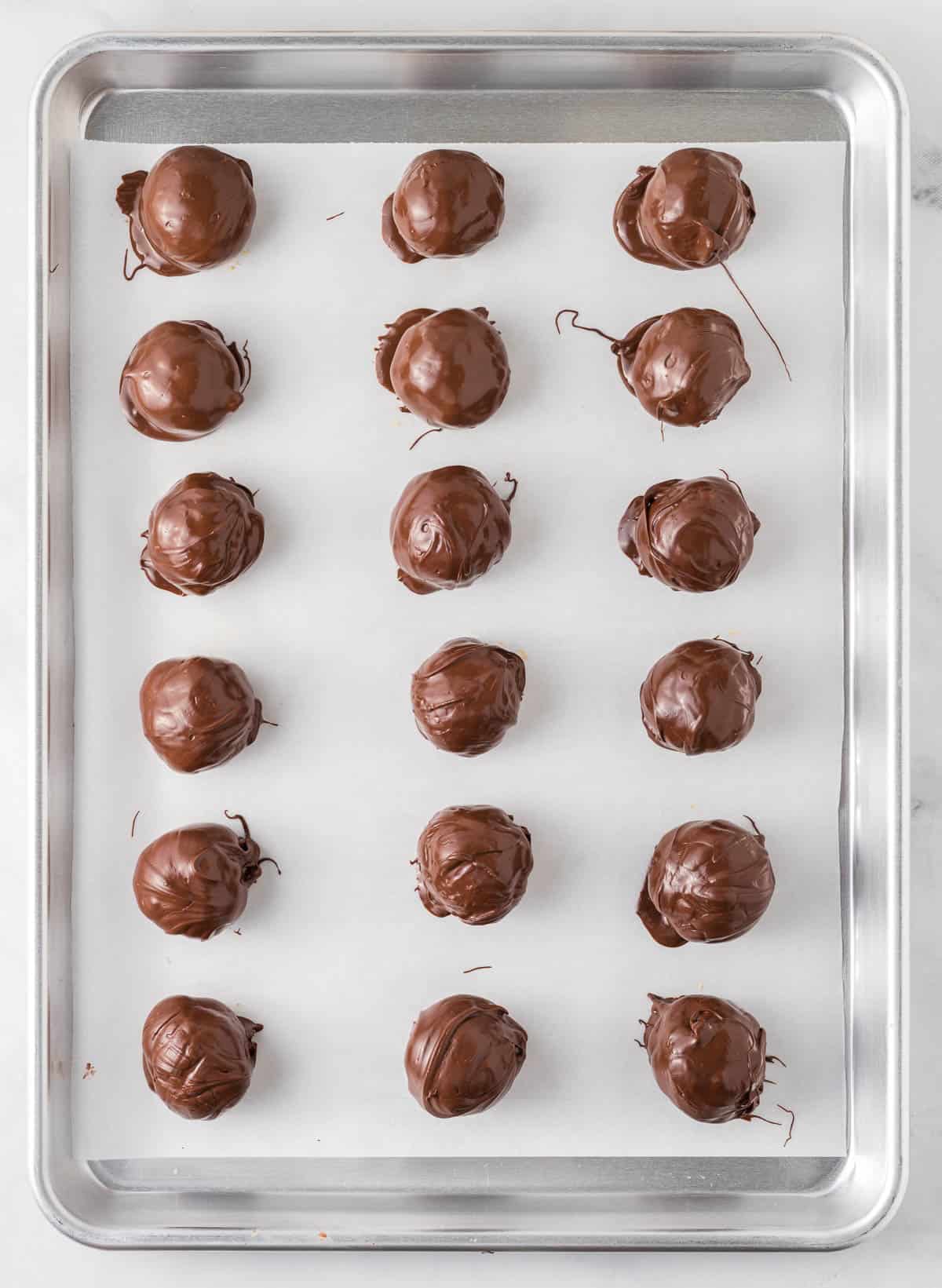 chocolate dipped peanut butter balls