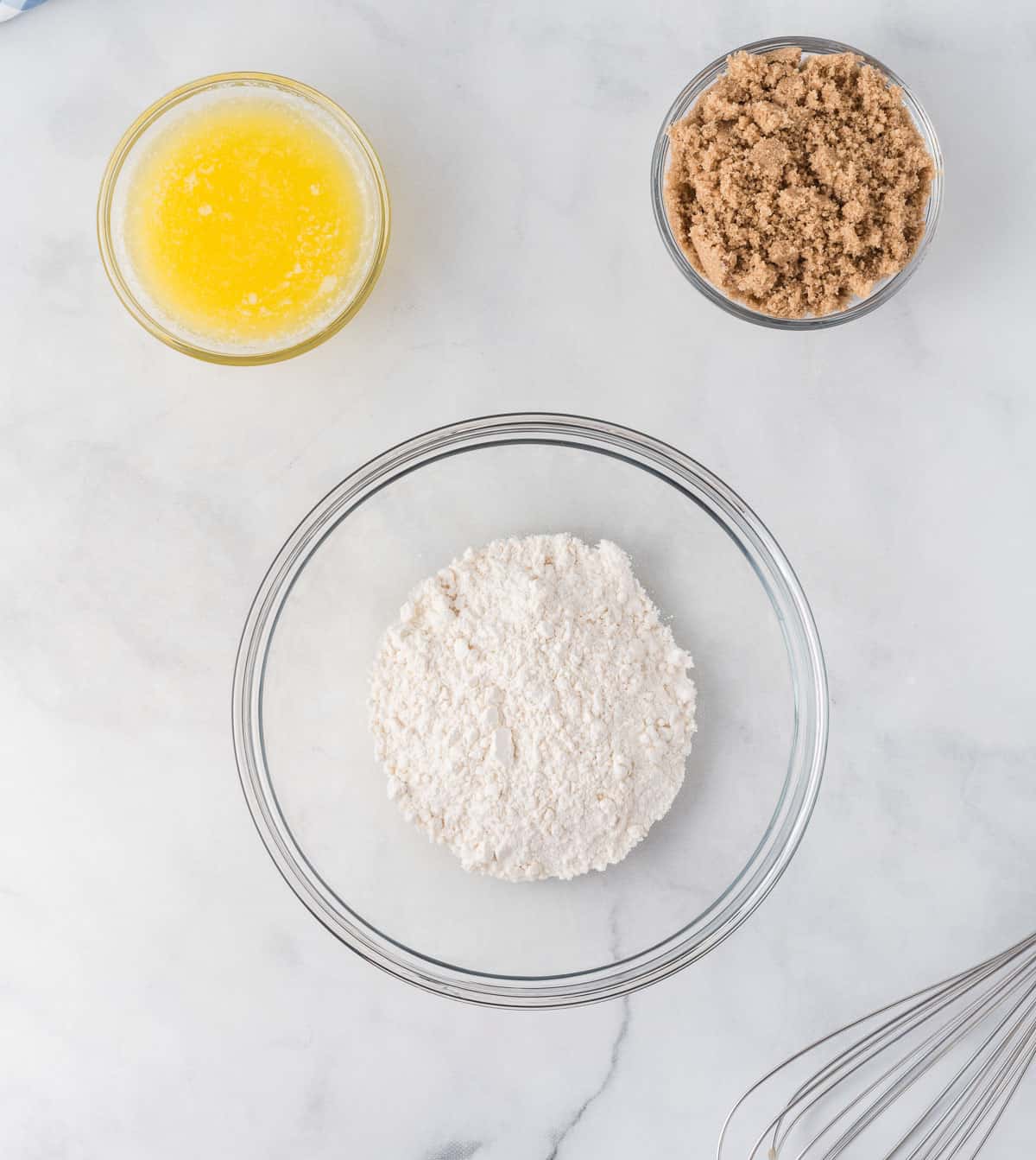 flour, brown sugar, and melted butter for the streusel