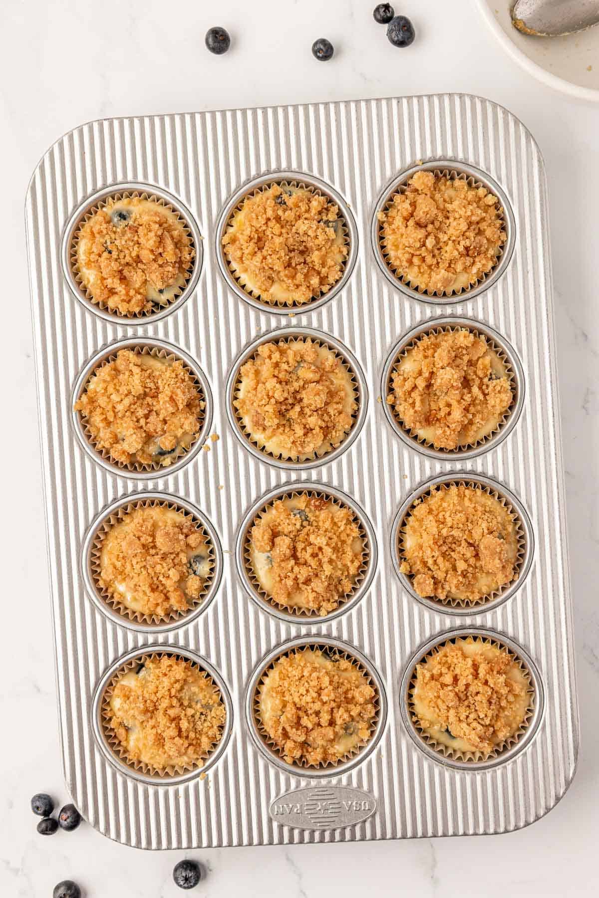 streusel topping added to the muffin batter