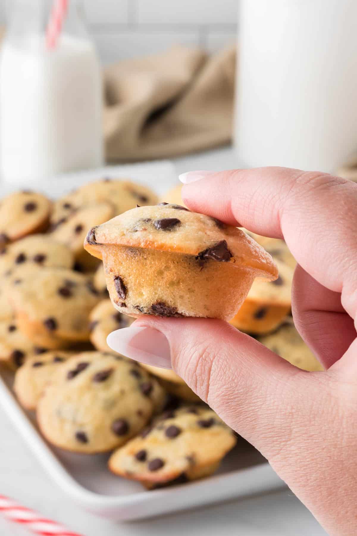 hand holding a mini muffin